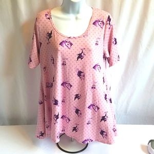 LulaRoe Perfect Disney Villian Short Sleeve Tee Shirt Pink Purple Size Small